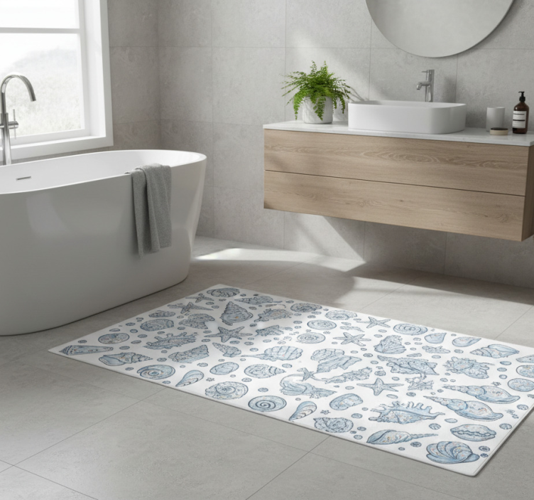 Tapete vinílico casa de banho desenhos de conchas - TenStickers