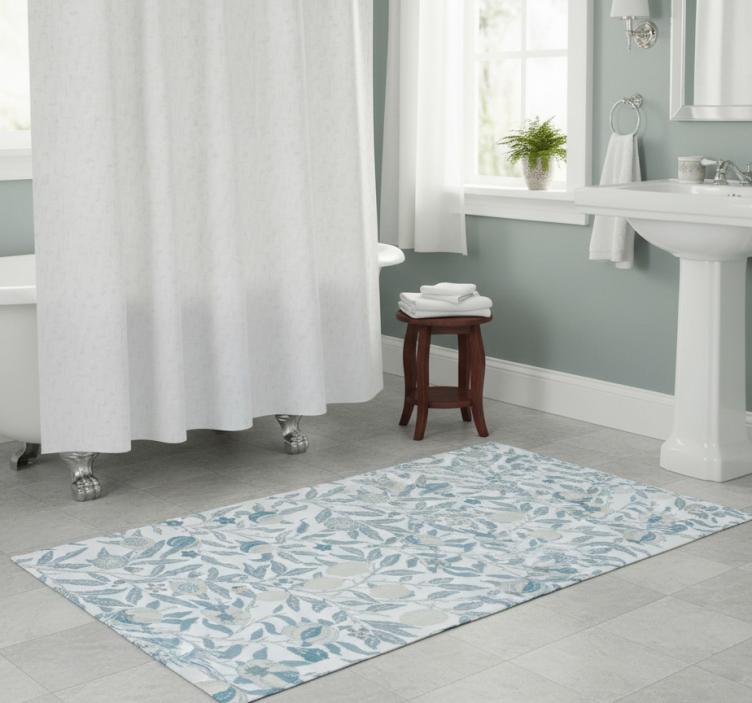 Tapete vinílico casa de banho flores azuis vitorianas - TenStickers