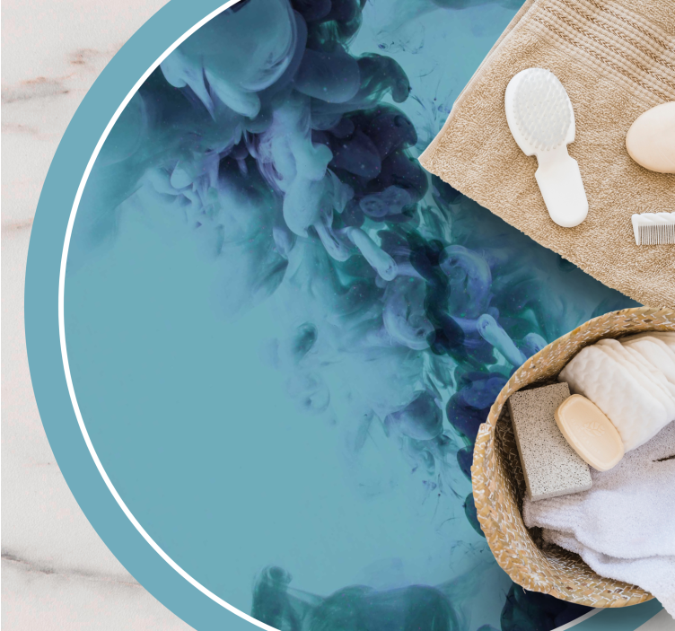 Tapete vinílico casa de banho ondas fluidas azul-petróleo - TenStickers