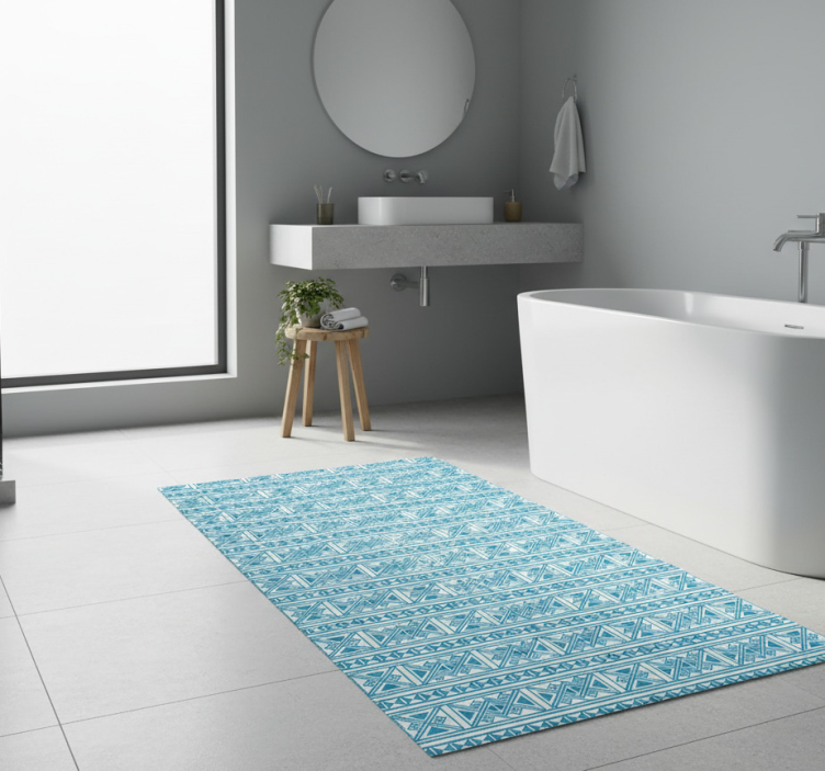 Tapete vinílico casa de banho padrão azul - TenStickers