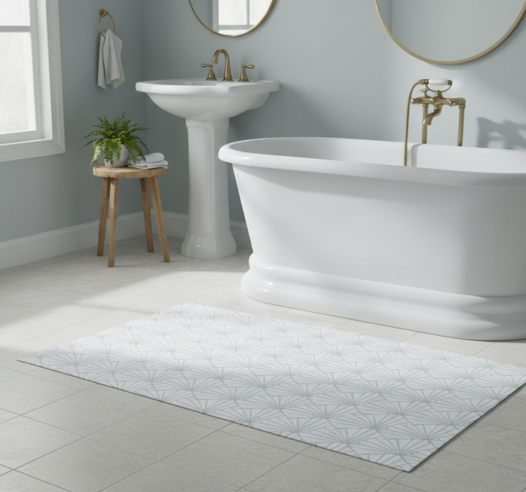 Tapete vinílico casa de banho padrão conchas brancas - TenStickers