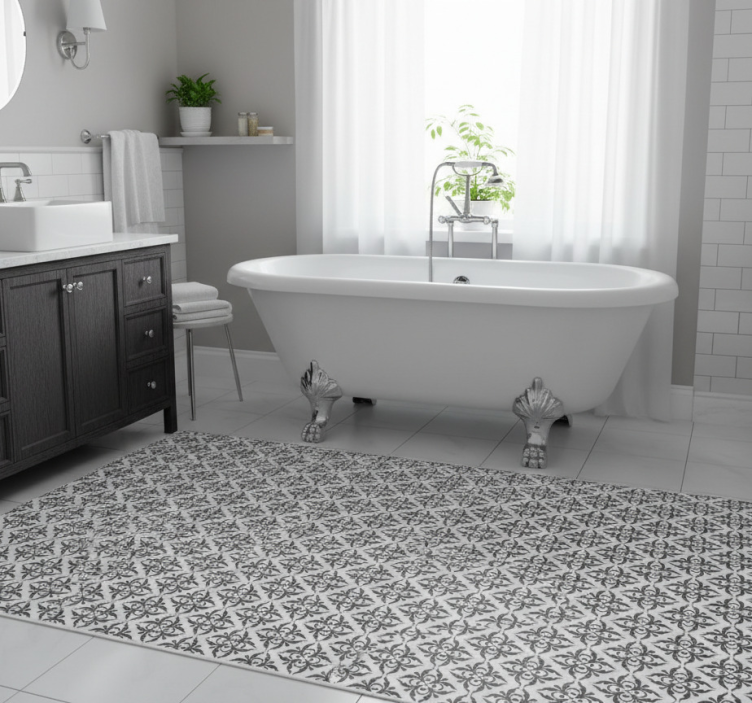 Tapete vinílico casa de banho padrão de azulejo preto - TenStickers