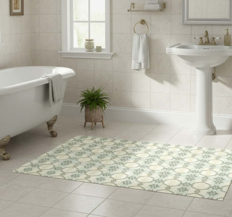 Tapete vinílico casa de banho padrão floral vintage francês - TenStickers