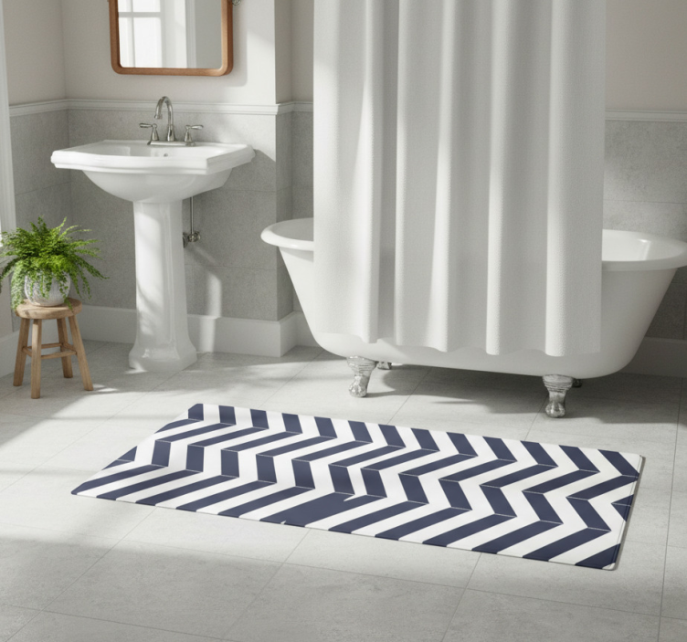 Tapete vinílico casa de banho padrão listrado azul marinho - TenStickers