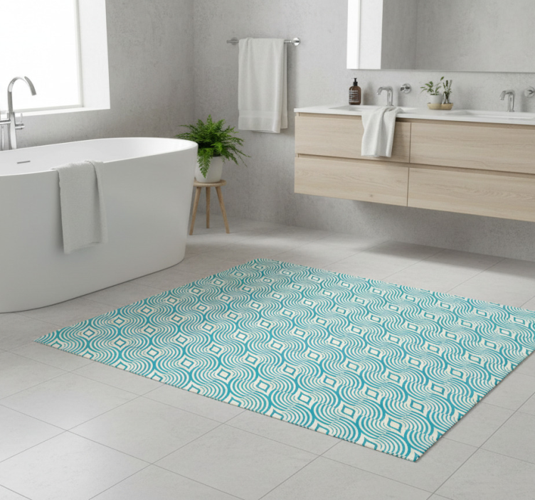 Tapete vinílico casa de banho padrão marinho azul - TenStickers