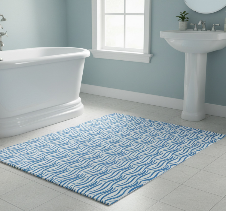 Tapete vinílico casa de banho padrão ondas pequenas - TenStickers