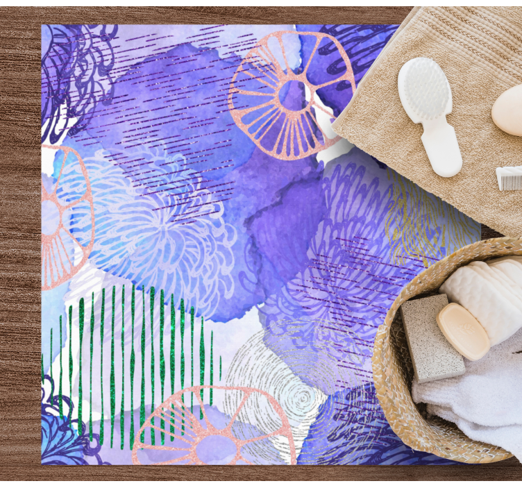 Tapete vinílico casa de banho padrões de redemoinhos florais - TenStickers