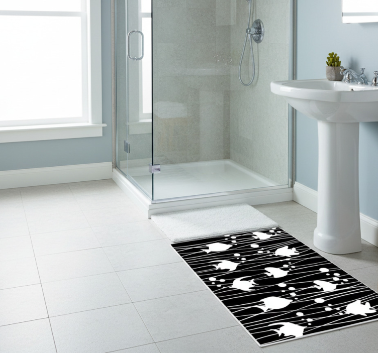 Tapete vinílico casa de banho peixes e bolhas - TenStickers