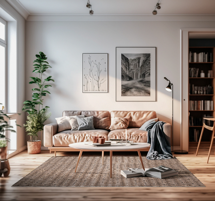 Tapete vinílico com design de palha trançada - TenStickers