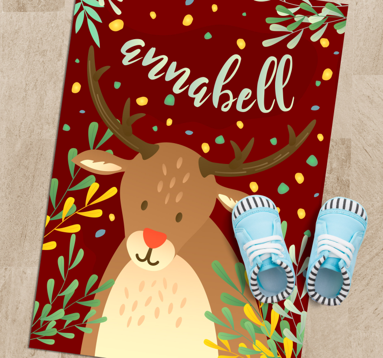Tapete vinílico do Natal rena com nome - TenStickers