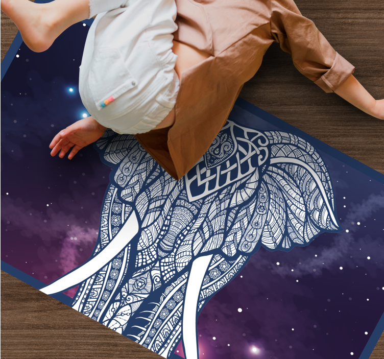 Tapete vinílico com nome arte de elefante intricada - TenStickers