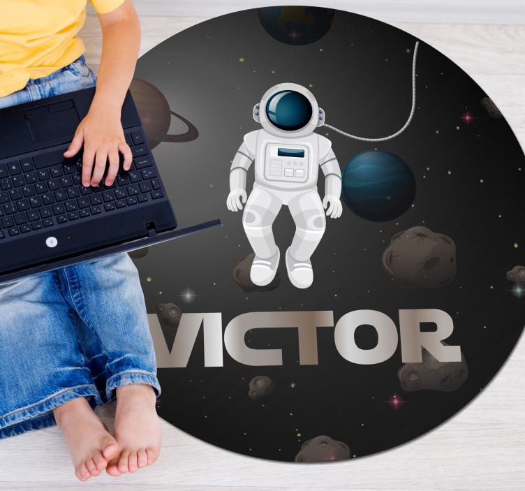 Tapete em vinil infantil astronauta do universo com nome - TenStickers