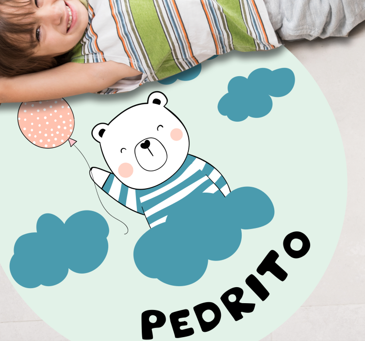 Tapete vinílico com nome balão de urso alegre - TenStickers