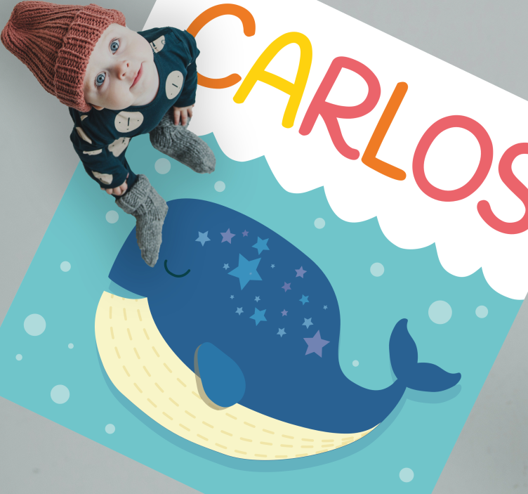 Tapete vinílico com nome cena caprichosa de baleia - TenStickers