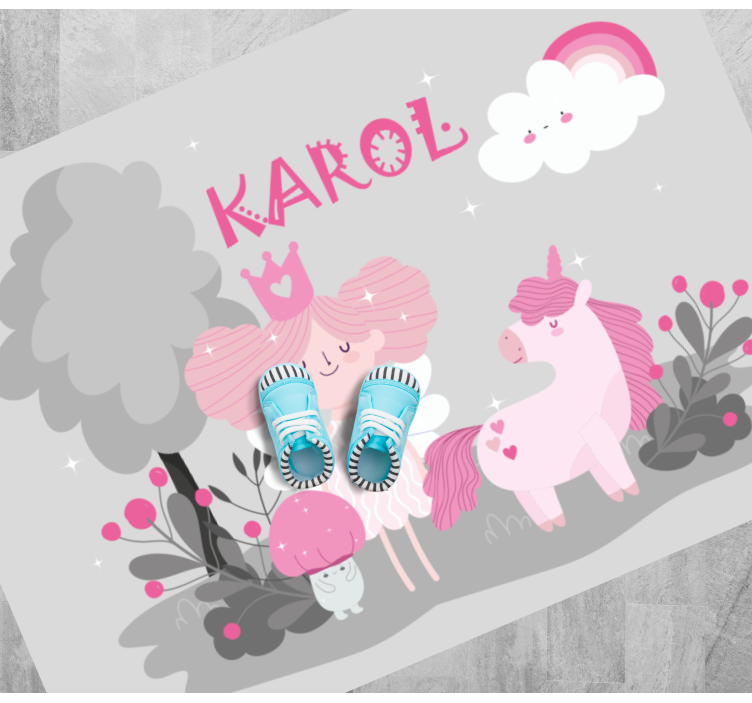 Tapete em vinil infantil cena de conto de fadas com nome - TenStickers