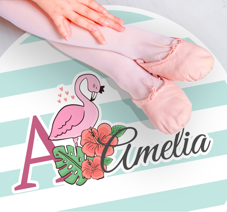 Tapete vinílico com nome decoração de flamingo - TenStickers