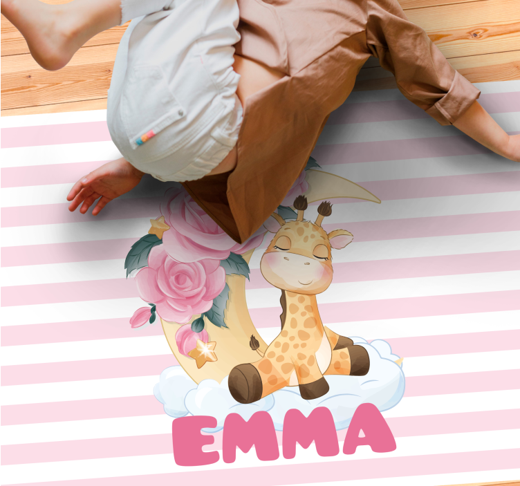 Tapete vinílico para bebés girafa feliz personalizada - TenStickers