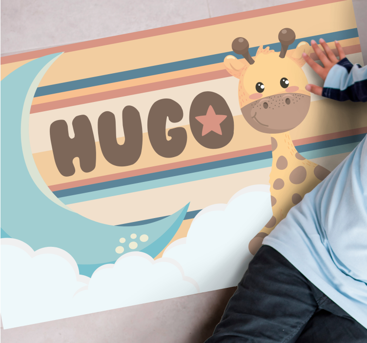 Tapete vinílico com nome design de girafa - TenStickers