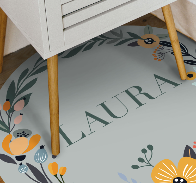Tapete vinílico com nome design floral personalizado - TenStickers