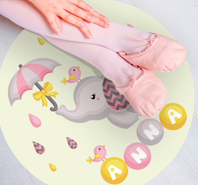 Tapete vinílico com nome design fofo de elefante - TenStickers