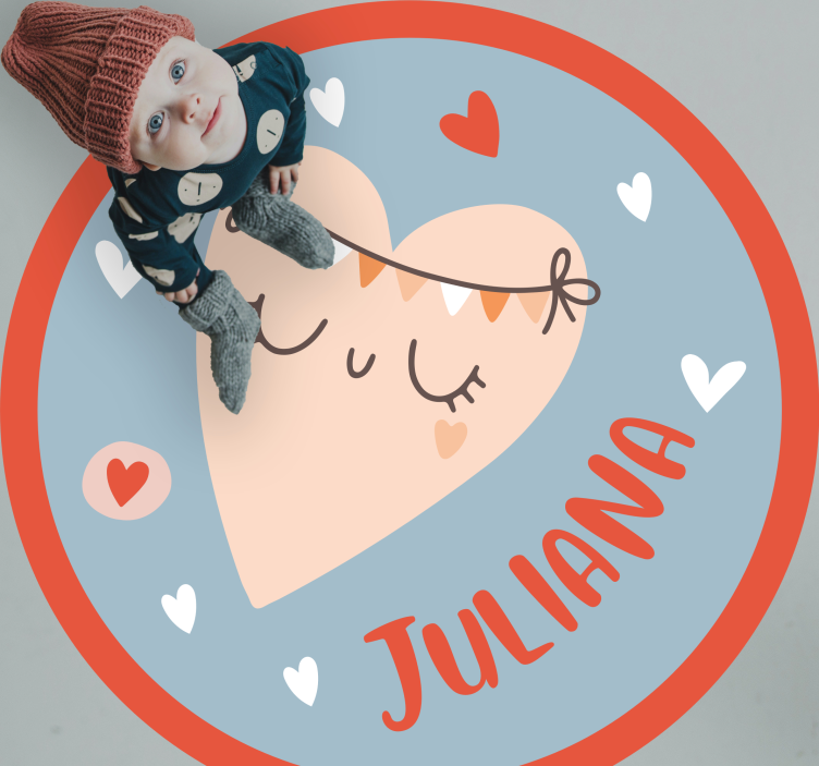 Tapete em vinil infantil coração com nome - TenStickers
