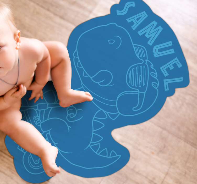 Tapete vinílico com nome dinossauro personalizável - TenStickers