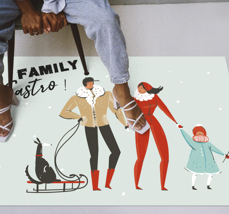 Tapete vinílico com nome família de inverno personalizada - TenStickers