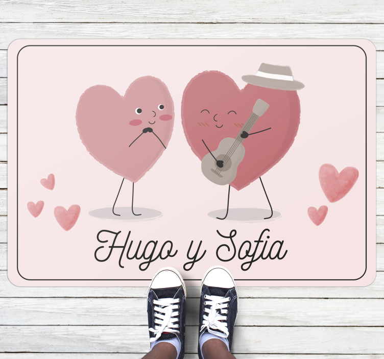Tapete vinílico quarto corações duo com nome - TenStickers