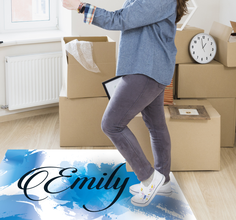 Tapete vinílico juvenil respingo azul com nome - TenStickers