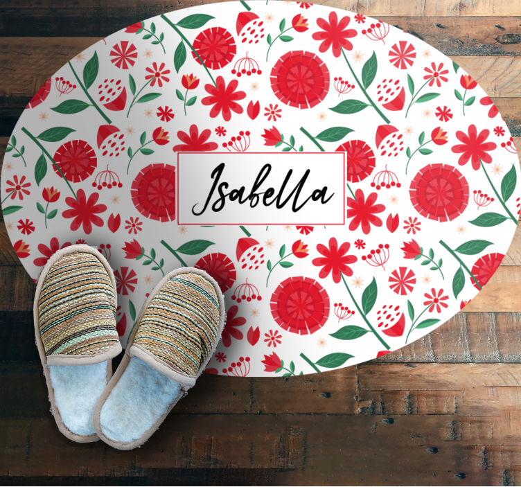 Tapete vinílico quarto flores vermelhas personalizadas - TenStickers