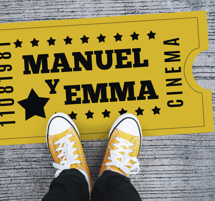 Tapete vinílico com nome ingresso de cinema para casal - TenStickers