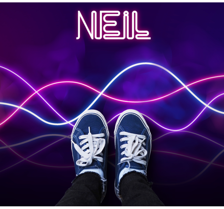 Tapete vinílico com nome exibição de luzes de neon - TenStickers