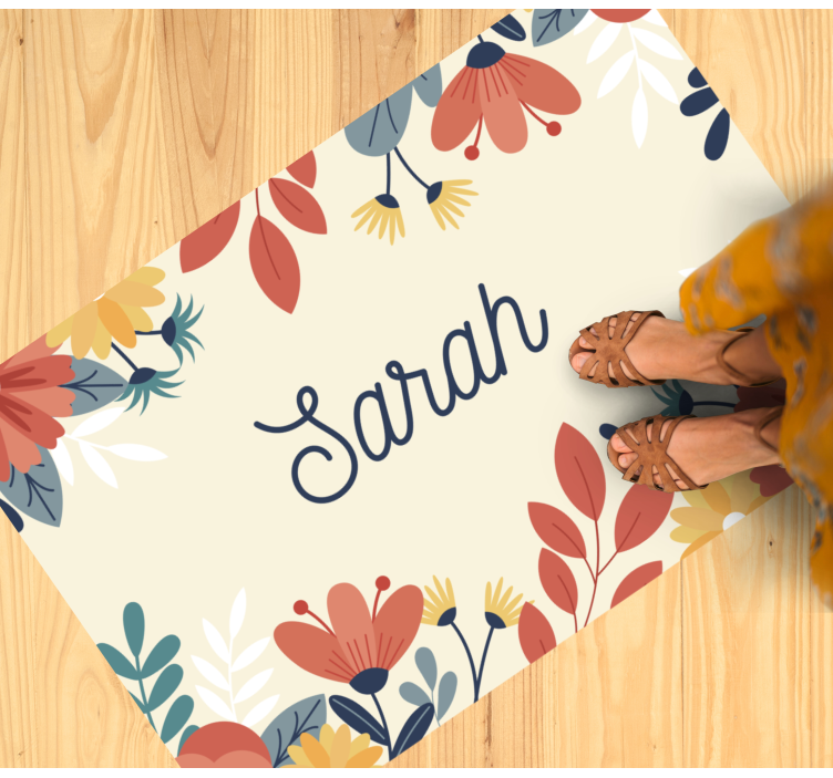 Tapete vinílico com nome identificação floral personalizada - TenStickers