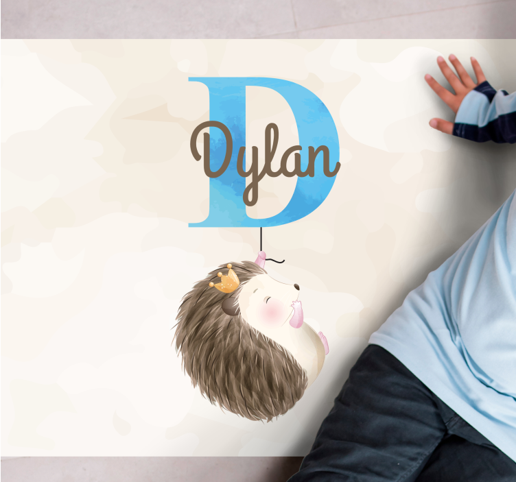 Tapete vinílico com nome inicial de ouriço fofo - TenStickers