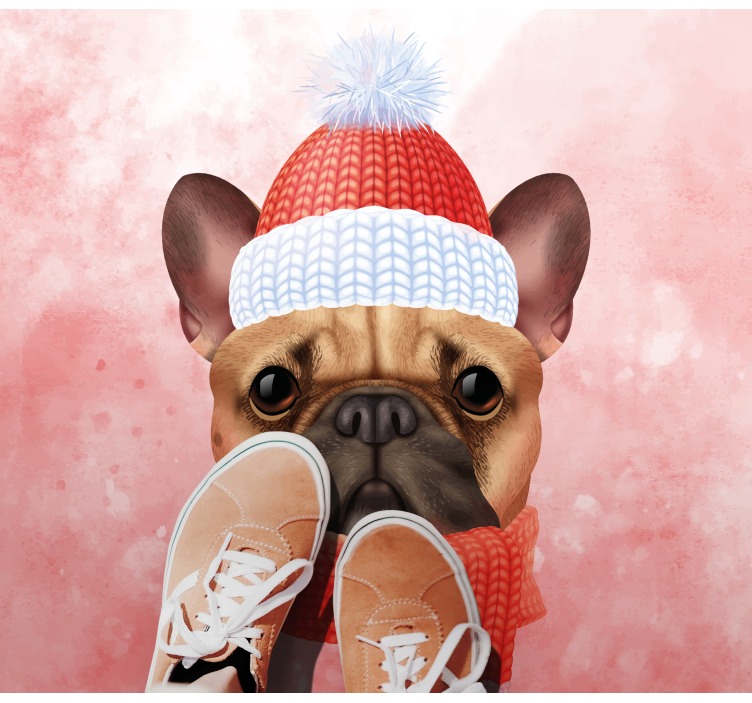Tapete vinílico de animais inverno do buldogue francês - TenStickers