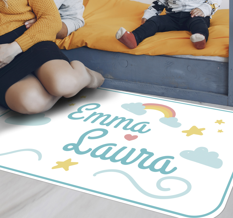 Tapete em vinil infantil nome duplo com arco-íris - TenStickers