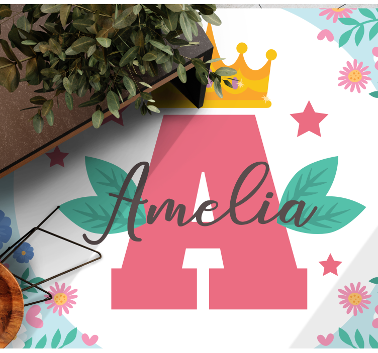 Tapete em vinil infantil inicial e nome coroados - TenStickers