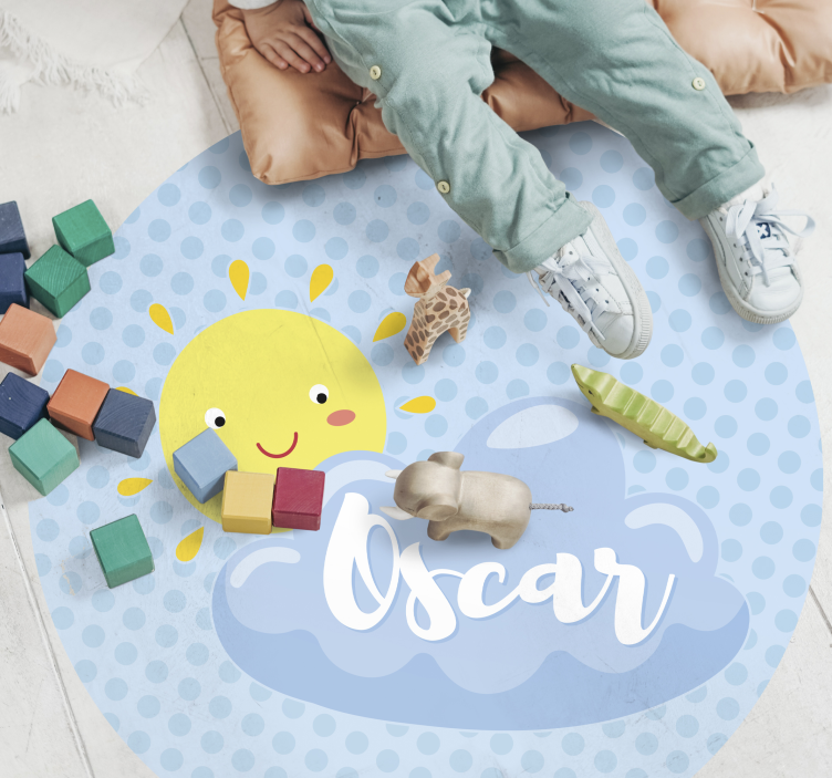 Tapete em vinil infantil sol e nuvem com nome - TenStickers