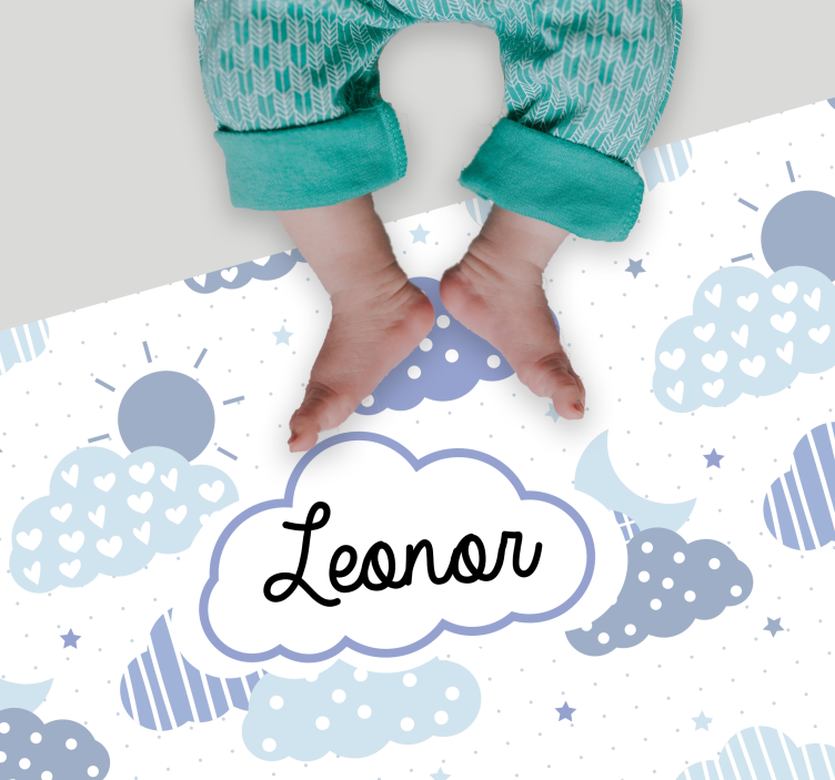 Tapete vinílico com nome padrão de nuvens - TenStickers