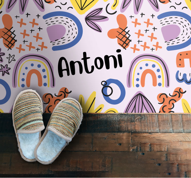 Tapete em vinil infantil geométrico nórdico com nome - TenStickers