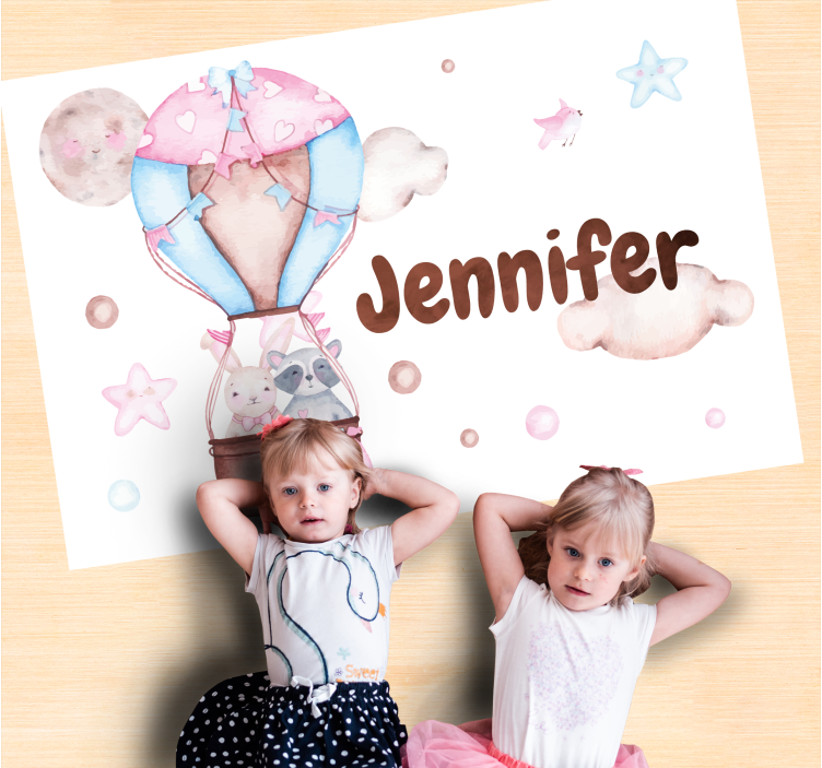 Tapete vinílico com nome passeio de balão de ar quente - TenStickers