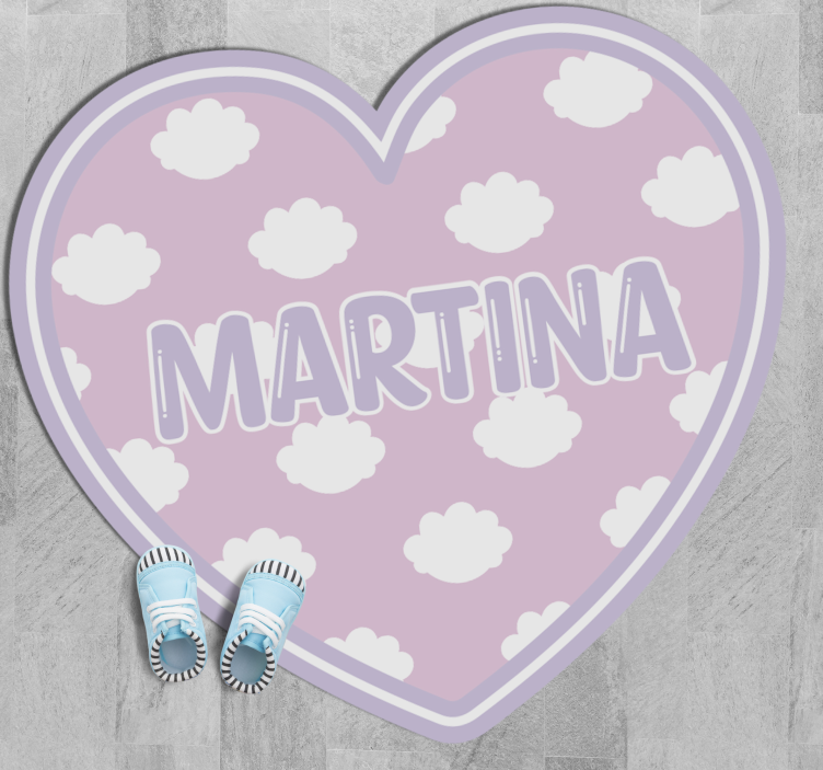 Tapete vinílico com nome coração em forma de nuvens - TenStickers