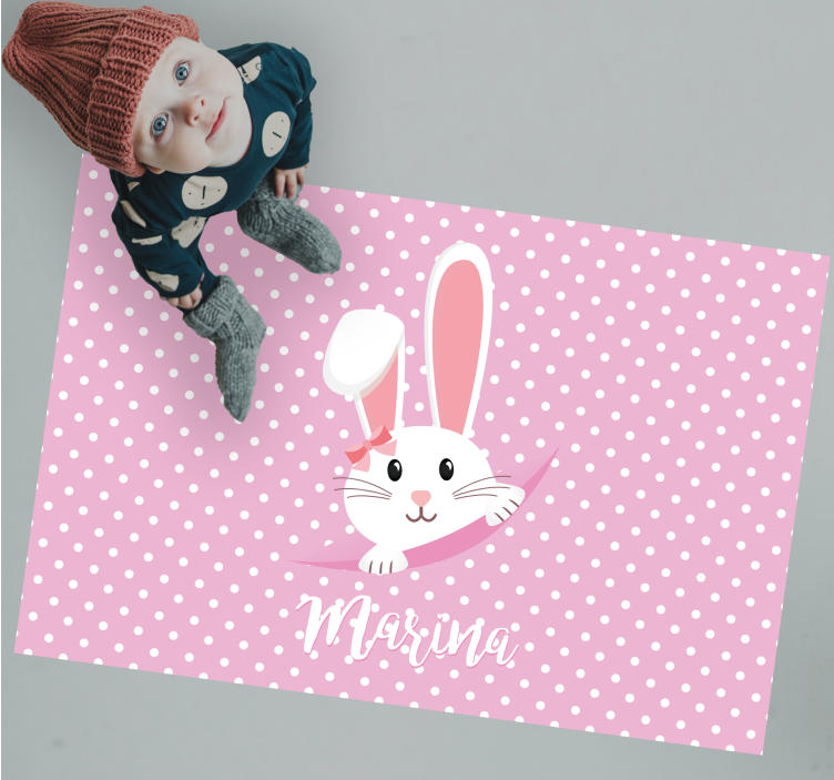 Tapete vinílico com nome pontos e círculos de coelho - TenStickers