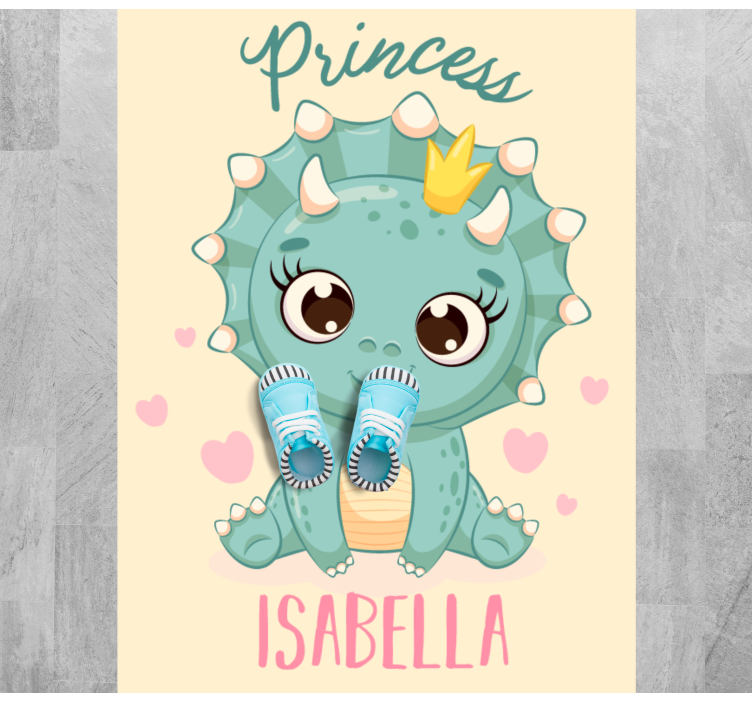 Tapete em vinil infantil princesa dinossauro com nome - TenStickers