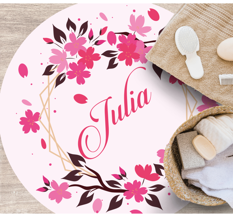 Tapete vinílico quarto coroa botânica com nome - TenStickers