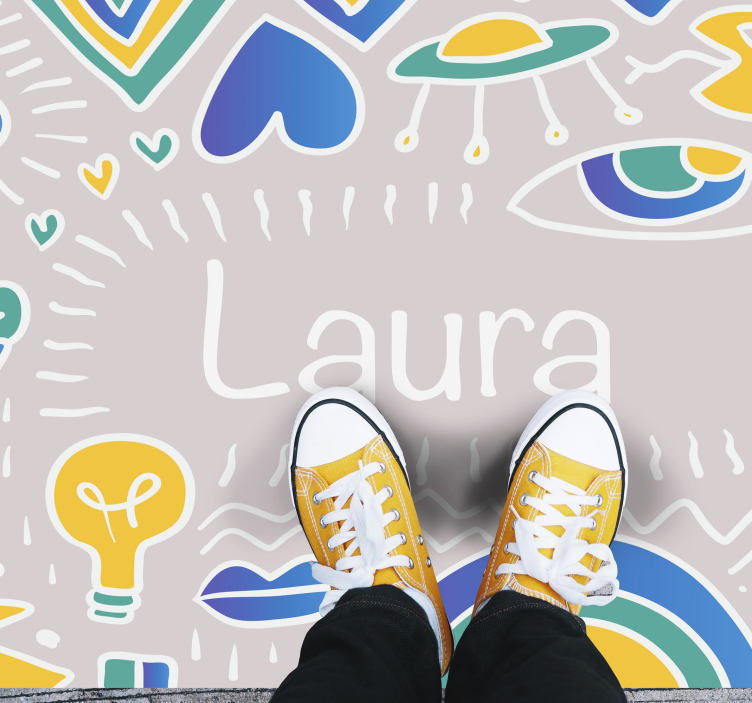 Tapete vinílico com nome tapete lúdico personalizado - TenStickers