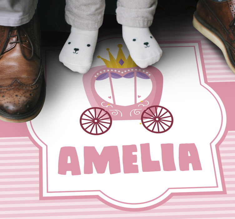 Tapete em vinil infantil carruagem de princesa personalizada - TenStickers