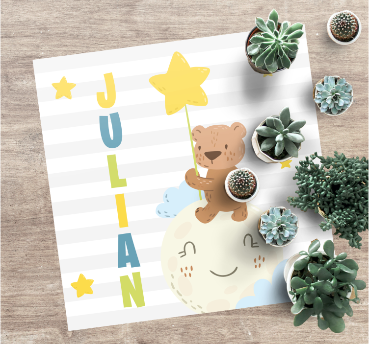 Tapete vinílico com nome urso com estrela - TenStickers