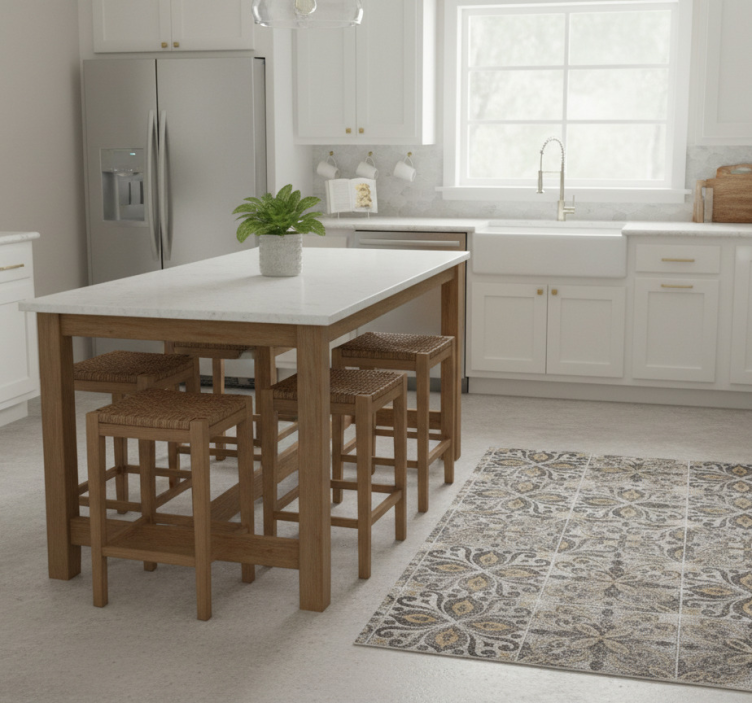 Tapete vinílico cozinha arabesco carvão ornamental - TenStickers