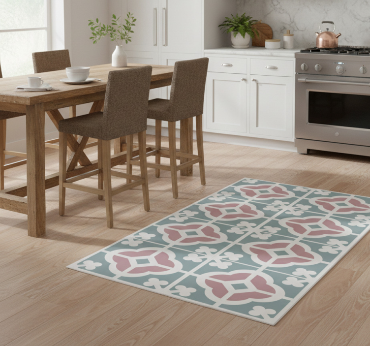 Tapete vinílico cozinha azulejo hidráulico floral - TenStickers